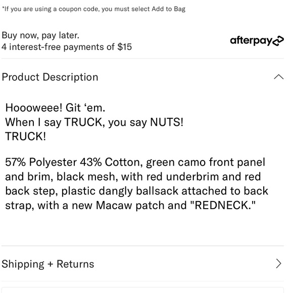 ⭐️NIB Limited Edition Goorin Brothers “Redneck” Parrot Trucker Hat w/ Truck Nuts - Picture 8 of 9